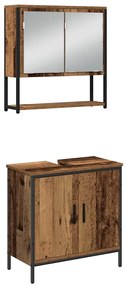 vidaXL Σετ Επίπλων Μπάνιου με ράφι 3 pcs Καφέ 33 x 33 x 185.5 εκ