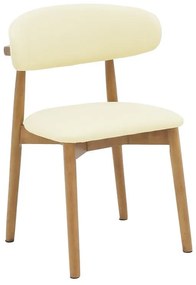 Καρέκλα Ubene rubberwood και pu σε καρυδί και μπεζ απόχρωση 46x58x79εκ 46x58x79 εκ.