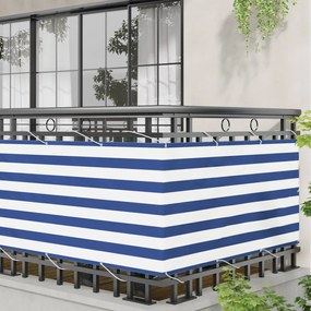 vidaXL Οθόνη Μπαλκονιού Μπλε και άσπρο 75 x 200 cm