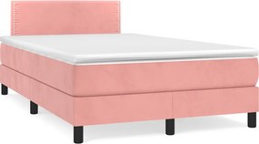 vidaXL Κρεβάτι Boxspring με Στρώμα &amp; LED Ροζ 120x190 εκ. Βελούδινο