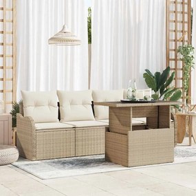 vidaXL Σετ Καναπέ Κήπου 5 pcs Μπεζ 100 x 55 x 73 εκ Πολυ ράταν
