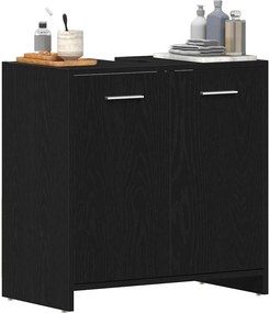 vidaXL Ντουλάπι Νιπτήρα Μπάνιου Μαύρο Δρυς 60x33x60 εκ. Επεξ. Ξύλο
