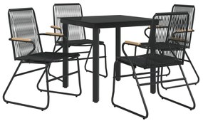 vidaXL Σετ Τραπεζαρίας Κήπου 5 Τεμαχίων Μαύρο από Ρατάν PVC