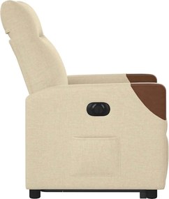 vidaXL Πολυθρόνα Ηλεκ. Ανακλινόμενη με Ανύψωση Κρεμ Υφασμάτινη