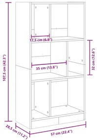 ΒΙΒΛΙΟΘΗΚΗ ΓΚΡΙ ΣΚΥΡΟΔΕΜΑΤΟΣ 57X28,5X107,5 ΕΚ. ΕΠΕΞΕΡΓ. ΞΥΛΟ 848006