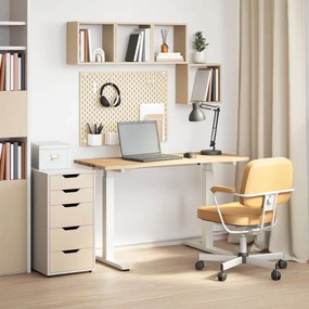 vidaXL Γραφείο Λευκό και Φυσικό 120 x 60 cm Στερεό Ξύλο Δρυός