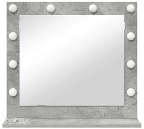 vidaXL Καθρέφτης Vanity με LED Φώτα Γκρι Σκυρόδεμα 60x55x18 εκ.