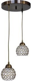 Φωτιστικό Οροφής Chris/2L Pendel Bronze 01-0262 Heronia Crystal, Metal