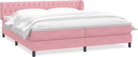 vidaXL Box Spring κρεβάτι με στρώματα ροζ 180x210 cm Βελούδινο