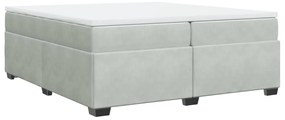 vidaXL Κρεβάτι Boxspring με Στρώμα Ανοιχτό Γκρι 200x200 εκ. Βελούδινο