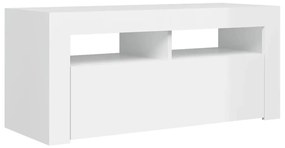Έπιπλο Τηλεόρασης με LED Γυαλιστερό Λευκό 90x35x40 εκ. - Λευκό
