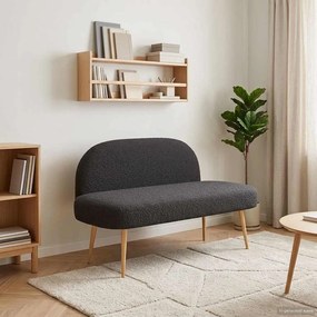 vidaXL Δερμάτινος Πάγκος με Πλάτη Μαύρο 110 x 60 x 76 cm Μπουκλέ