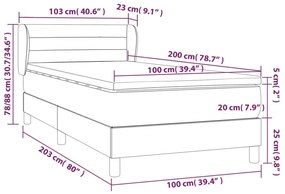 Κρεβάτι Boxspring με Στρώμα Μαύρο 100 x 200 εκ. Υφασμάτινο - Μαύρο