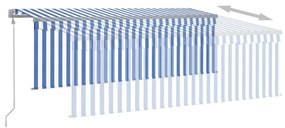 Τέντα Συρόμενη Αυτόματη με Σκίαστρο Μπλε / Λευκό 4,5 x 3 μ. - Μπλε