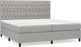 vidaXL Κρεβάτι Boxspring με Στρώμα Ανοιχτό Γκρι 200x200 εκ. Υφασμάτινο
