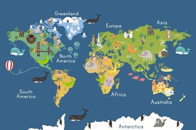 Εικόνα στον παγκόσμιο χάρτη φελλού για παιδιά - 90x60  wooden