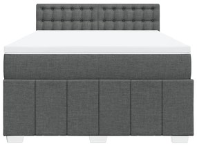 Κρεβάτι Boxspring με Στρώμα Σκούρο Γκρι 140x190 εκ. Υφασμάτινο - Γκρι