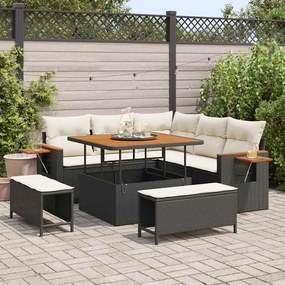 vidaXL Σετ Καναπέ Κήπου 8 pcs Μαύρο και κρεμ 100 x 100 x 71 cm