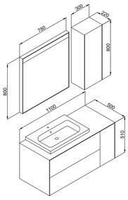 Πάγκος RODOS Ασημί MDF 18mm Λάκα 110 S3BROD110SB 110x50x51cm