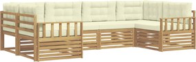 vidaXL Σειρά Καναπέ Εξωτερικού με μαξιλάρι 6 pcs Λευκό και Κρεμ
