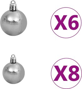 vidaXL Χριστ. Δέντρο Προφωτισμένο Τεχνητό με Μπάλες Λευκό 120εκ PVC