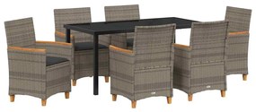 vidaXL Σέτ φαγητού για κήπο 7 pcs Γκρι συνθετικό ρατάν