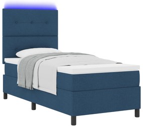 vidaXL Κρεβάτι με Σφαίρα και Στρώμα & LED Μπλε 90x200 εκ Ύφασμα