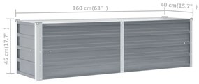 Ζαρντινιέρα Υπερυψωμένη Γκρι 160x40x45 εκ. Γαλβανισμ. Χάλυβας - Γκρι