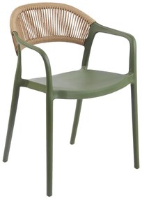 Πολυθρόνα Ankara pakoworld στοιβαζόμενη pp-pe rattan σε λαδί-φυσική απόχρωση 54x55.5x77εκ