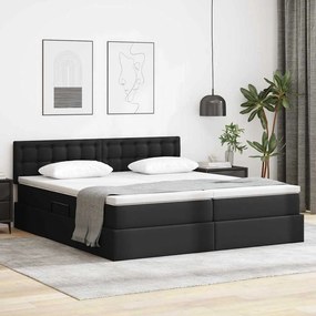 vidaXL Κρεβάτι Αποθήκης με στρώμα Μαύρο 200 x 200 cm Τεχνητό Δέρμα