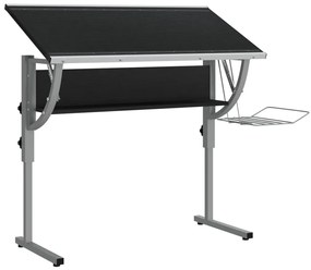 vidaXL Γραφείο Χειροτ. Μαύρο/Γκρι 110x53x(58-87) εκ. Επ. Ξύλο&amp;Ατσάλι