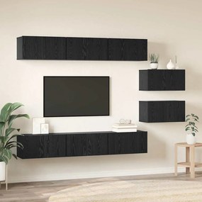 vidaXL Σετ επίπλου τηλεόρασης 8 pcs Μαύρη Οξυά Επεξεργασμένο Ξύλο