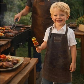 ΣΥΛΛΟΓΉ CHEF ΕSSENTIALS SMOOTH LEATHER KIDS APRON CHESTNUT DOXX AMSTERDAM
