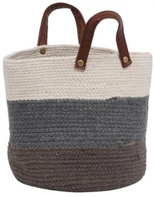 Διακοσμητικό Στρογγυλό Υφασμάτινο Καλάθι Paddle FL121 Fylliana Μπεζ - Γκρι - Λευκό 22x22 εκ. 22x22x22 εκ.