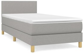 vidaXL Κρεβάτι Boxspring με Στρώμα Ανοιχτό Γκρι 100x200 εκ. Υφασμάτινο