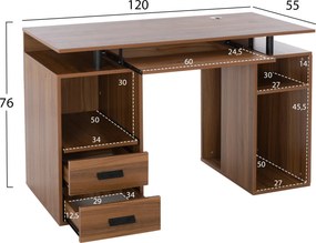 ΓΡΑΦΕΙΟ ΜΕΛΑΜΙΝΗΣ STATUS HM2026.03 WALNUT 120Χ55Χ76 εκ.