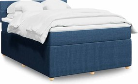 vidaXL Κρεβάτι Boxspring με Στρώμα Μπλε 140x200 εκ. Υφασμάτινο