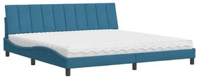 vidaXL Κρεβάτι με Στρώμα Hanko Μπλε 200x200 εκ. Βελούδινο
