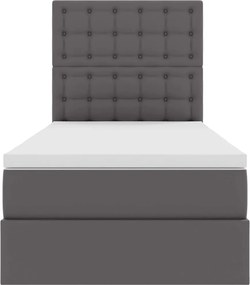 vidaXL Κρεβάτι Αποθήκης με κεφαλάρι Γκρι 90 x 200 cm Τεχνητό Δέρμα