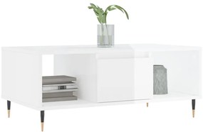 vidaXL Τραπεζάκι Σαλονιού Γυαλ. Λευκό 90x50x36,5 εκ. Επεξεργ. Ξύλο