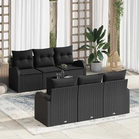 vidaXL Σετ Καναπέ Κήπου με αποθήκευση 7 pcs Μαύρο συνθετικό ρατάν