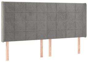 Κεφαλάρι Κρεβατιού LED Ανοιχτό Γκρι 163x16x118/128εκ. Βελούδινο 3124102