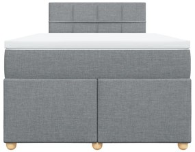 Κρεβάτι Boxspring με Στρώμα Ανοιχτό Γκρι 120x200 εκ. Υφασμάτινο - Γκρι