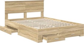 vidaXL Σκελετός Κρεβατιού Sonoma Δρυς 140 x 190 cm Επεξεργασμένο Ξύλο
