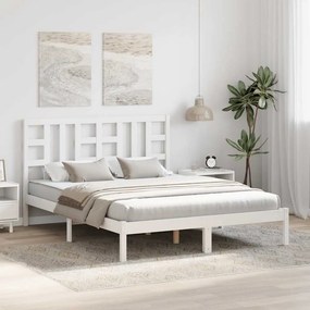 vidaXL Πλαίσιο Κρεβατιού Λευκό 150 x 200 εκ. Μασίφ Ξύλο King Size