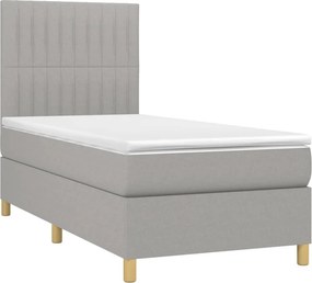 vidaXL Κρεβάτι Boxspring με Στρώμα &amp; LED Αν.Γκρι 80x200 εκ. Υφασμάτινο
