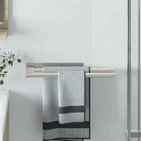 vidaXL Ράφι Πετσέτας Ασημί 40 x 9 x 4 εκ Ανοξείδωτο ατσάλι