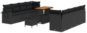 Σετ Καναπέ Κήπου με μαξιλάρι 11 pcs Μαύρο συνθετικό ρατάν