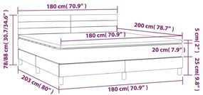 vidaXL Κρεβάτι Boxspring με Στρώμα Σκούρο Καφέ 180x200 εκ Υφασμάτινο