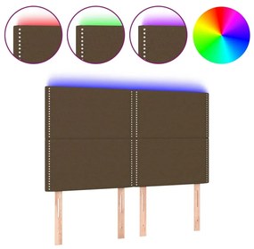 Κεφαλάρι Κρεβατιού LED Σκούρο Καφέ 144x5x118/128εκ. Υφασμάτινο - Καφέ